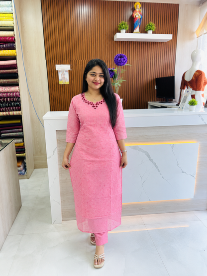 Pink Polycotton Kurta Top - A2005