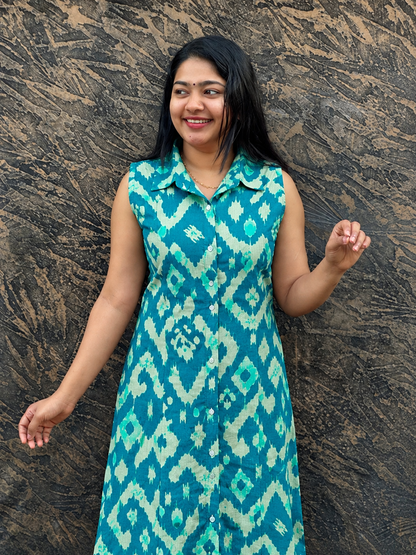Rani Pink 2 piece Cotton Co-ord Set in Batik Print-A1019