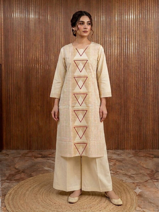Beige cotton cordset A1050