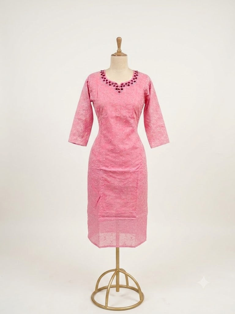 Pink Polycotton Kurta Top - A2005