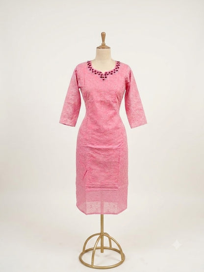 Pink Polycotton Kurta Top - A2005