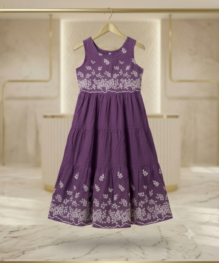 Purple Shade Sleevless Frock A1988