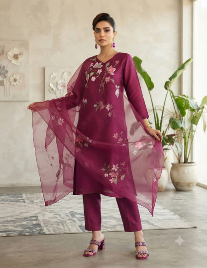 Pink Chanderi Silk 3-Piece Set A2014