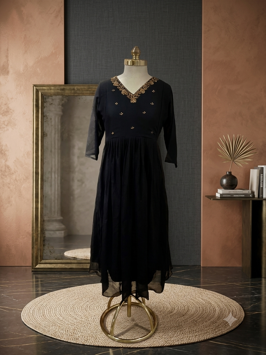 Ranipink,Black,Red, Purple Georgette Frock ✨A1493