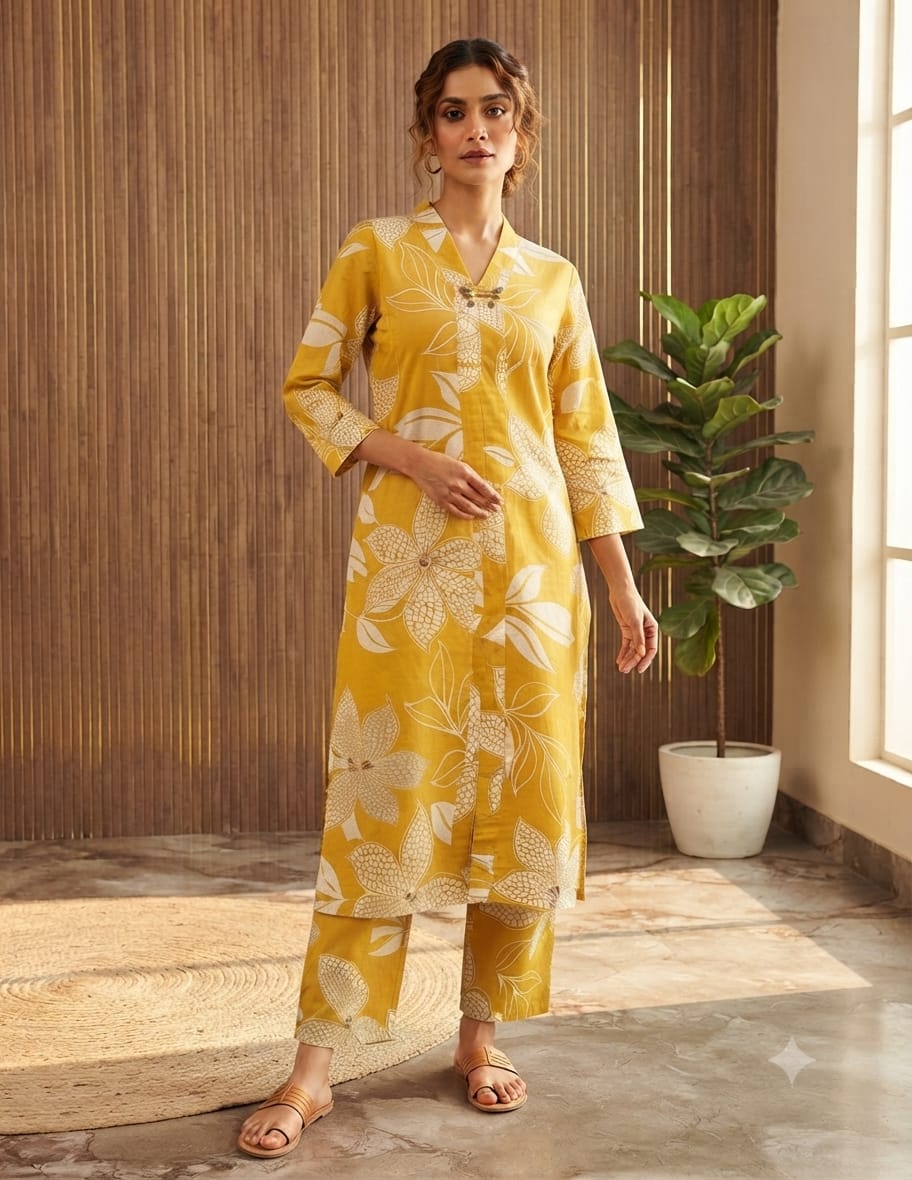 Yellow  Cotton Cord Set 🤍A1497