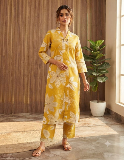 Yellow  Cotton Cord Set 🤍A1497
