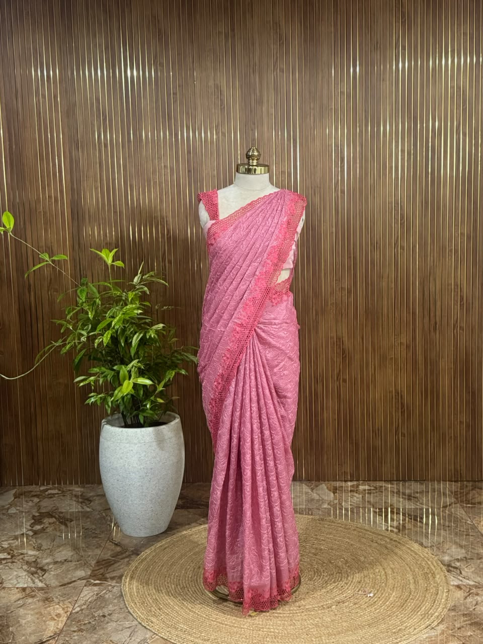 Premium Net Cota Saree with elegant threadwork. A2045