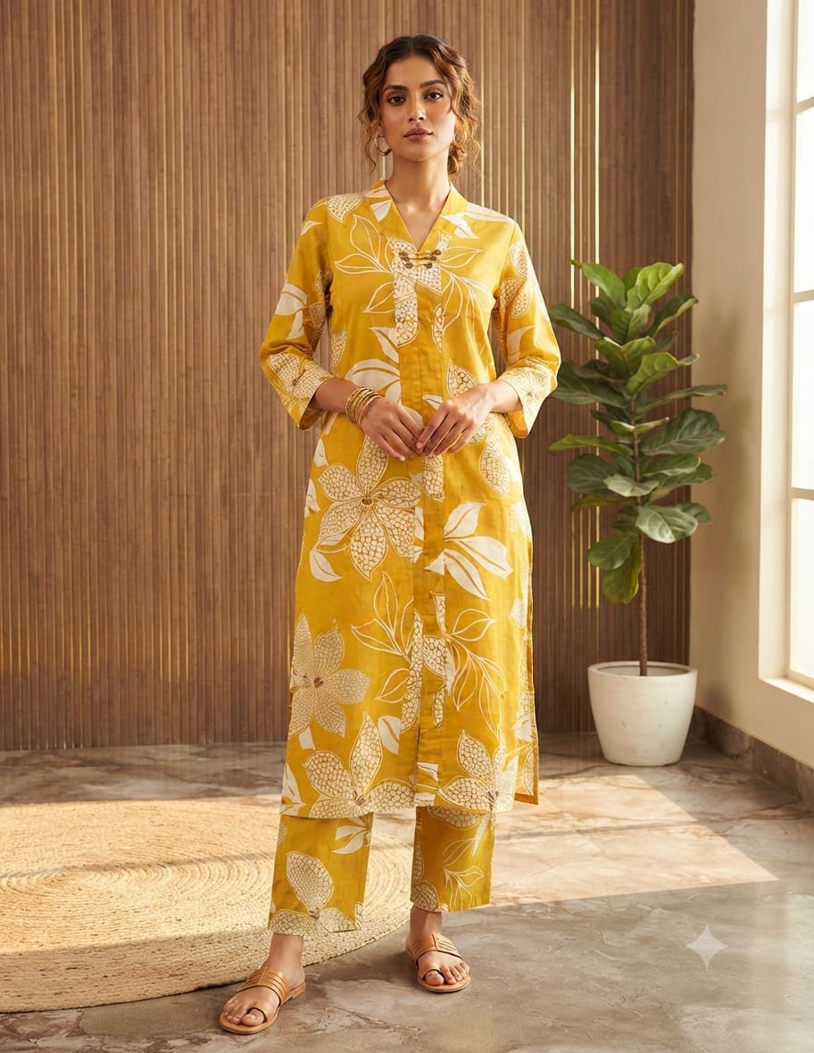 Yellow  Cotton Cord Set 🤍A1497