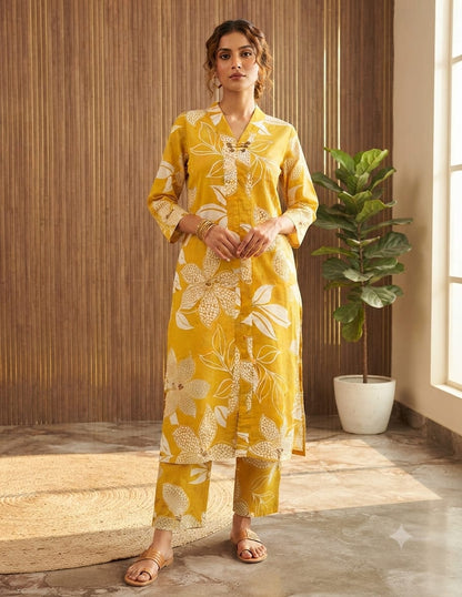 Yellow  Cotton Cord Set 🤍A1497