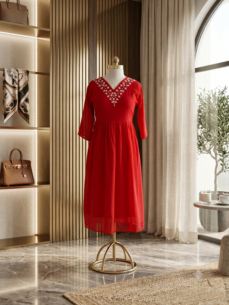 Ranipink,Black,Red, Purple Georgette Frock ✨A1493