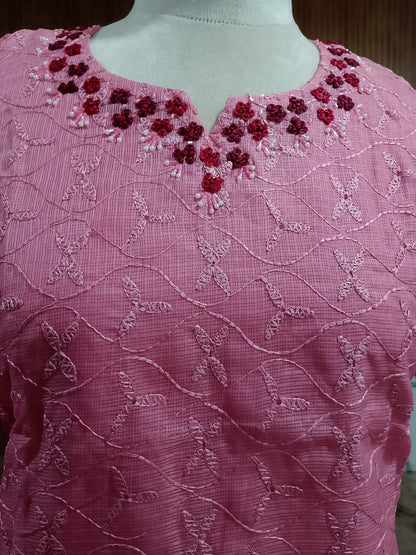Pink Polycotton Kurta Top - A2005