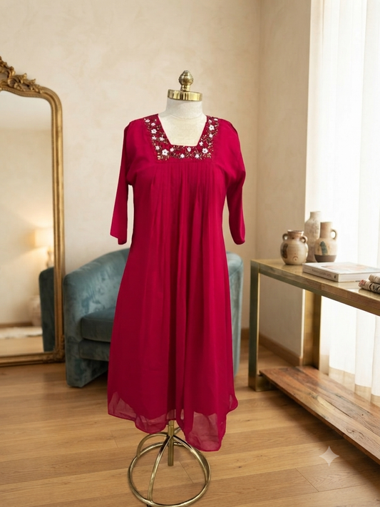 Ranipink,Black,Red, Purple Georgette Frock ✨A1493